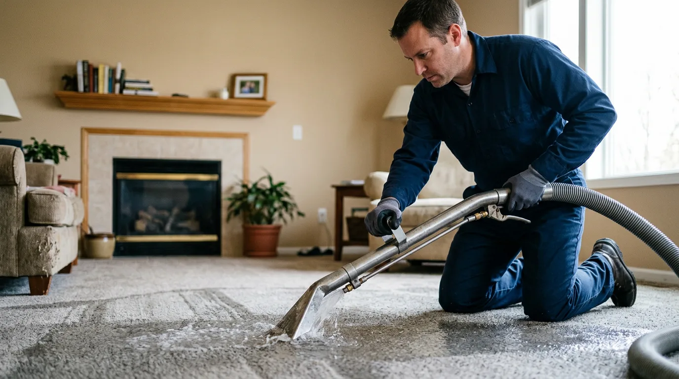 Water damage restoration technician working near Pelham, NY